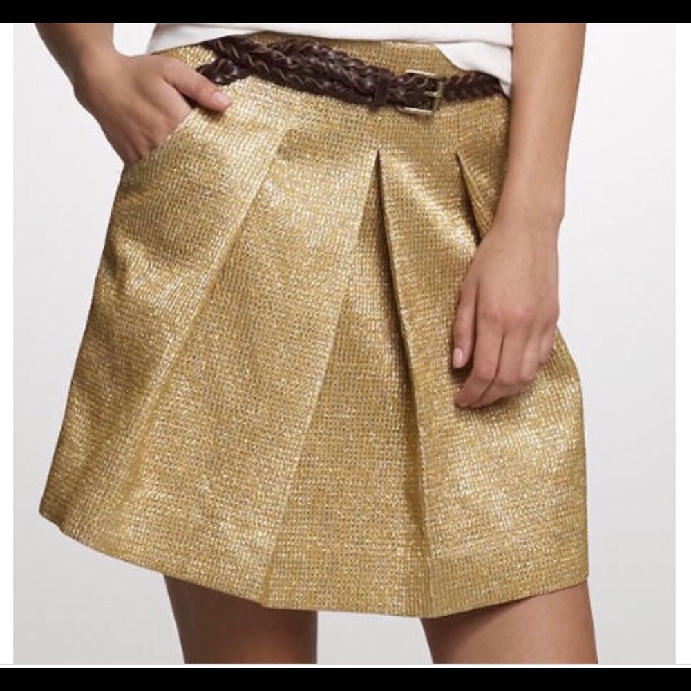 J.Crew NWT Gorgeous Gold Metallic Pleated Skirt